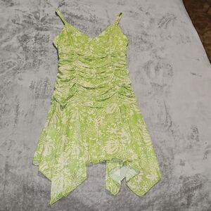 Green Floral Ruched Dress